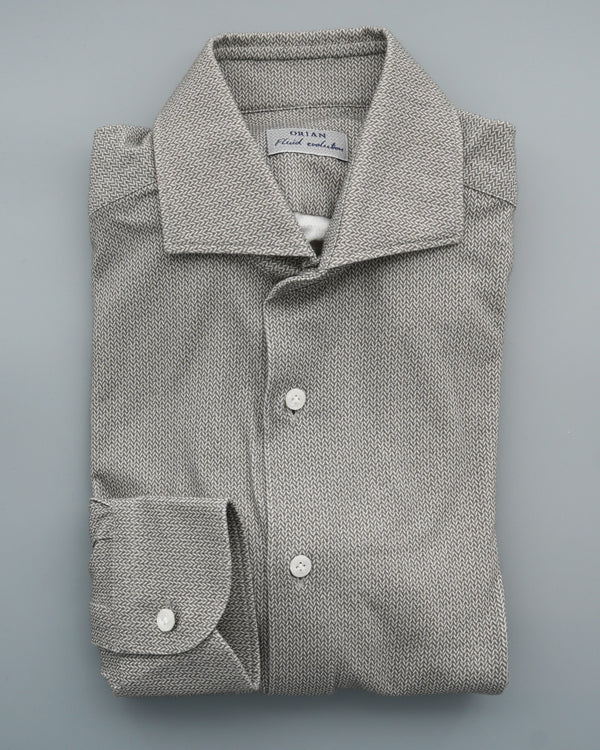 Orian Shirt Cotton Strech Jersey Chevron Warm Grey