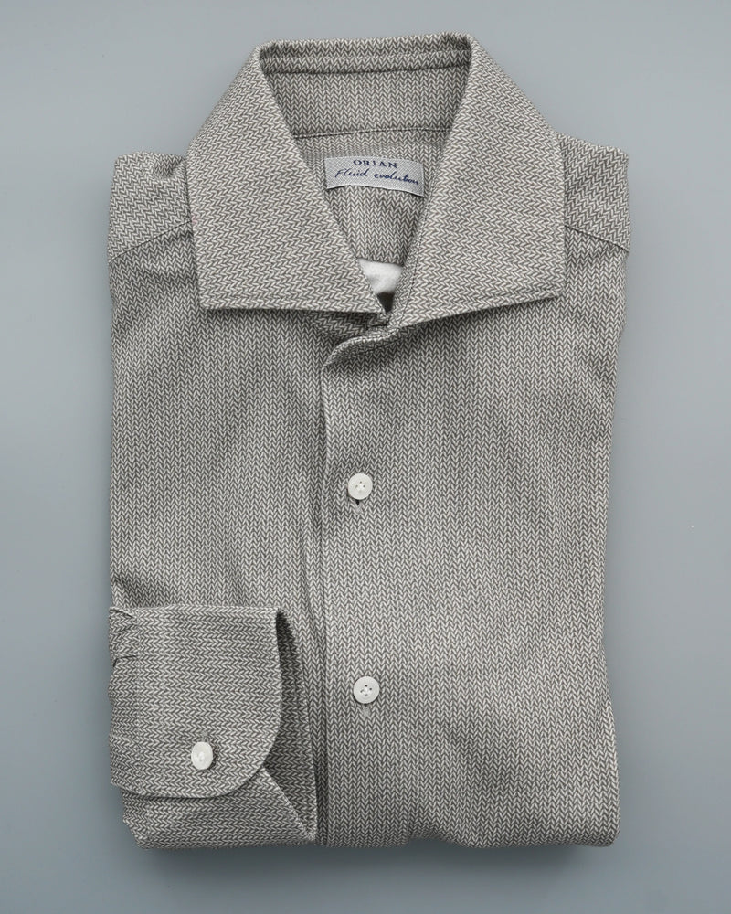 Orian Shirt Cotton Strech Jersey Chevron Warm Grey