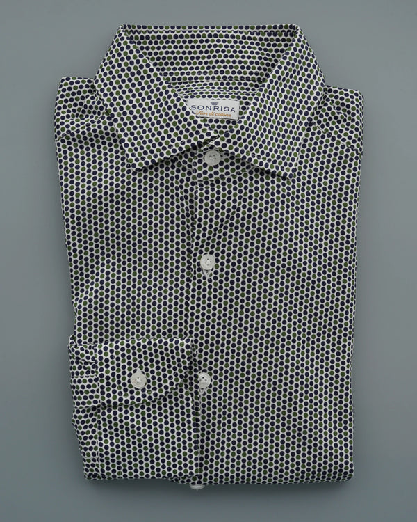 Sonrisa Pure Cotton Stretch Dots Green Blue