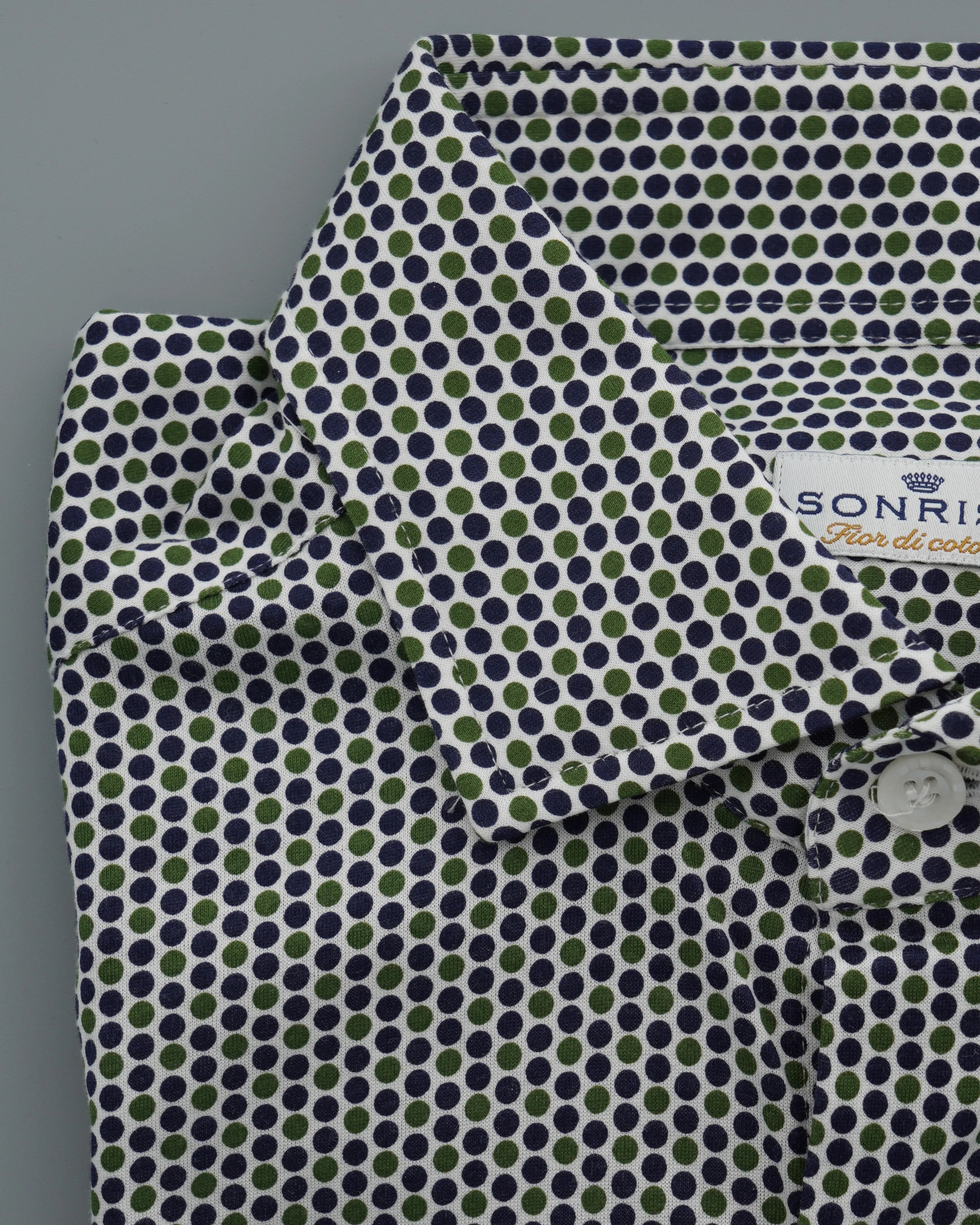 Sonrisa Pure Cotton Stretch Dots Green Blue