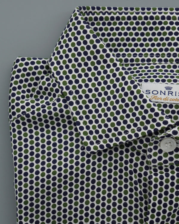 Sonrisa Pure Cotton Stretch Dots Green Blue