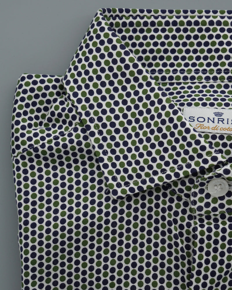 Sonrisa Pure Cotton Stretch Dots Green Blue