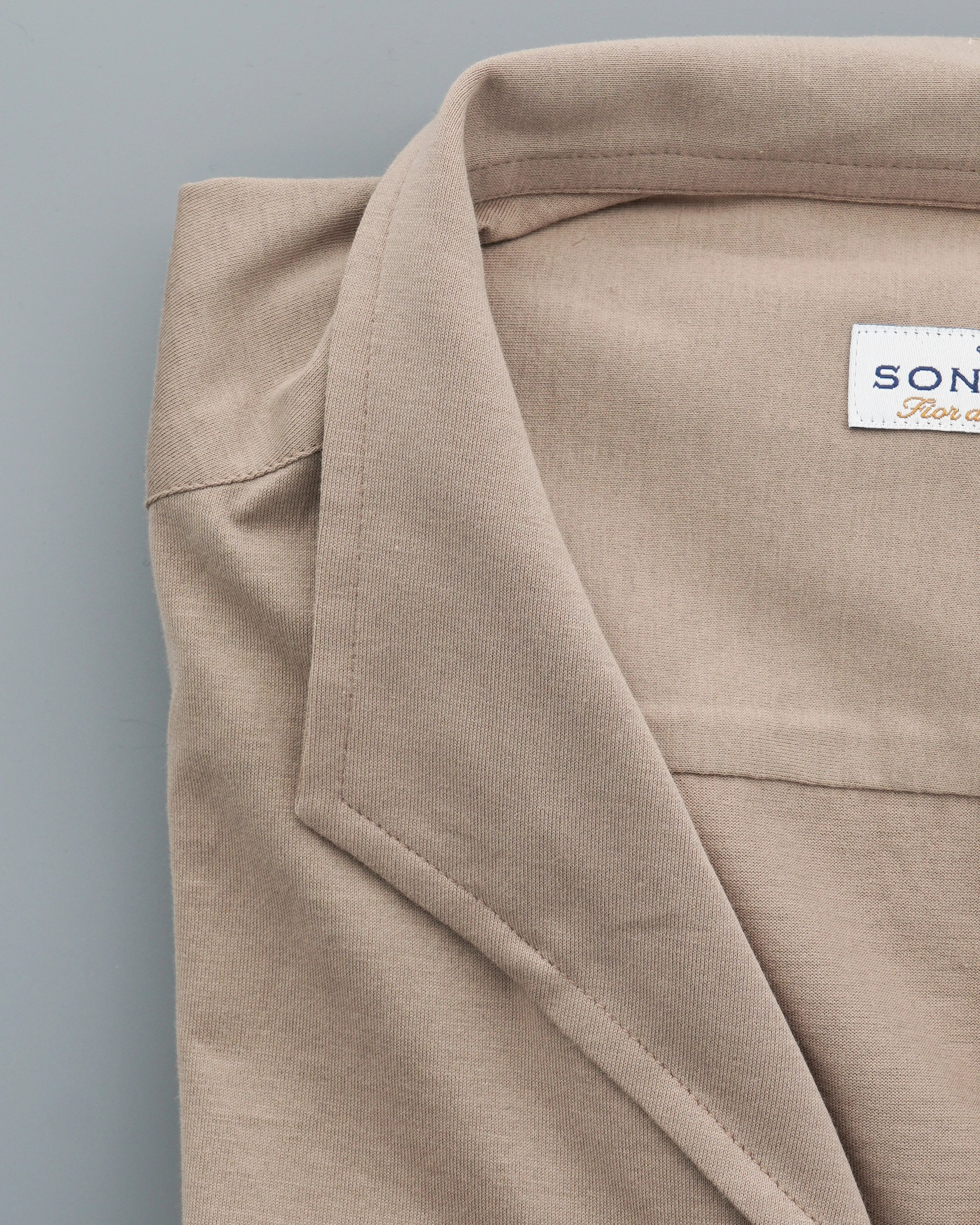 Sonrisa Shirt Fior di Cotone Jersey Nehru Beige