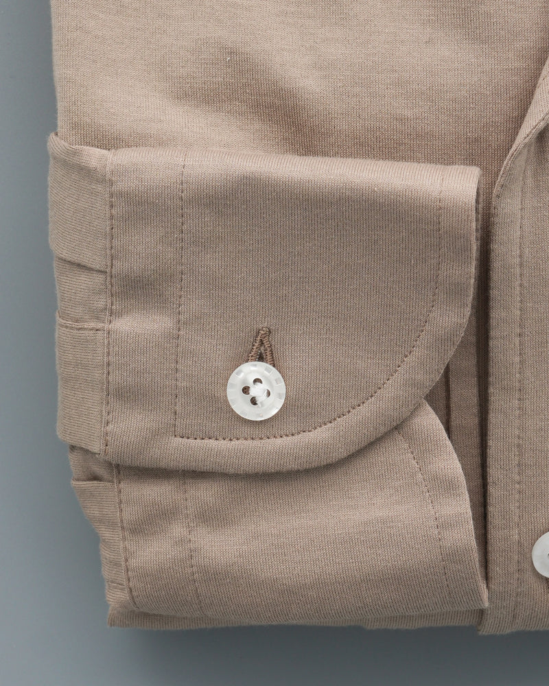 Sonrisa Shirt Fior di Cotone Jersey Nehru Beige