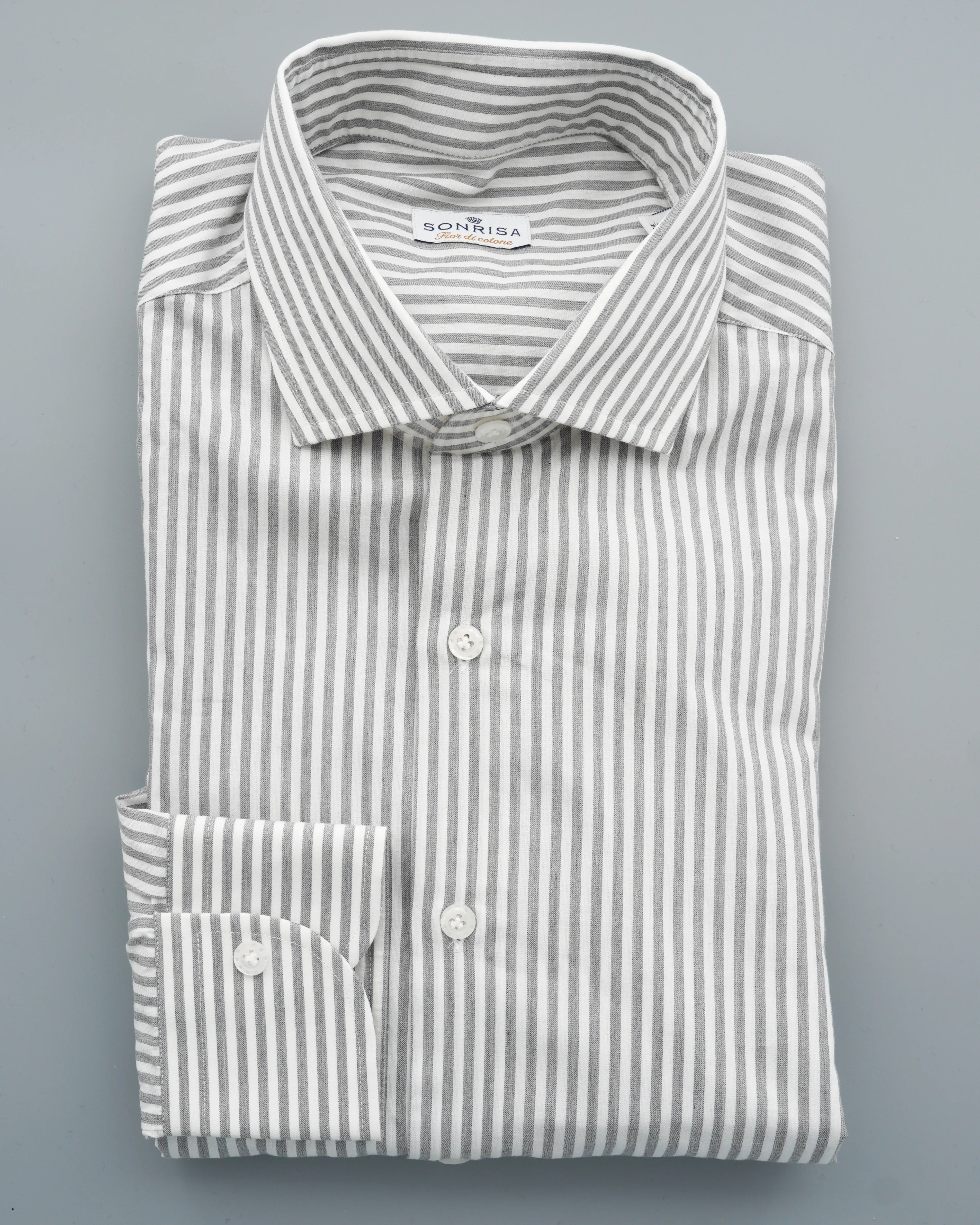 Sonrisa Shirt Pure Cotton Striped Light Grey