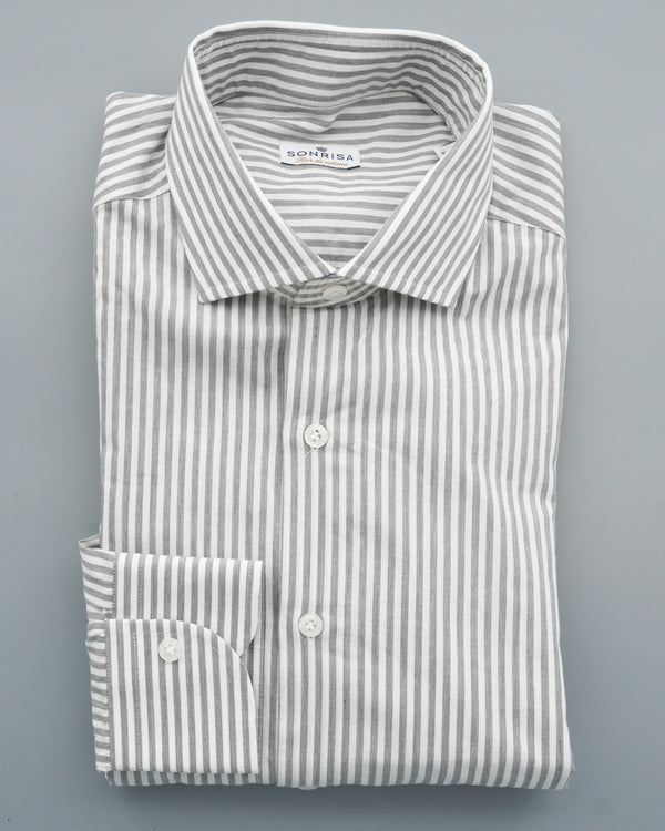 Sonrisa Shirt Pure Cotton Striped Light Grey