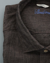 Stenströms Shirt Pure Linen Slim Fit Brown