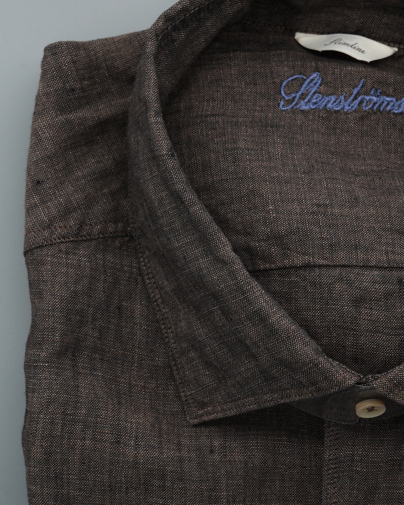Stenströms Shirt Pure Linen Slim Fit Brown