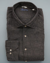 Stenströms Shirt Pure Linen Slim Fit Brown