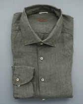 Stenströms Shirt Pure Linen Slim Fit Green