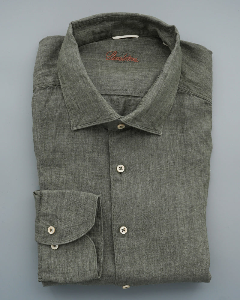 Stenströms Shirt Pure Linen Slim Fit Green