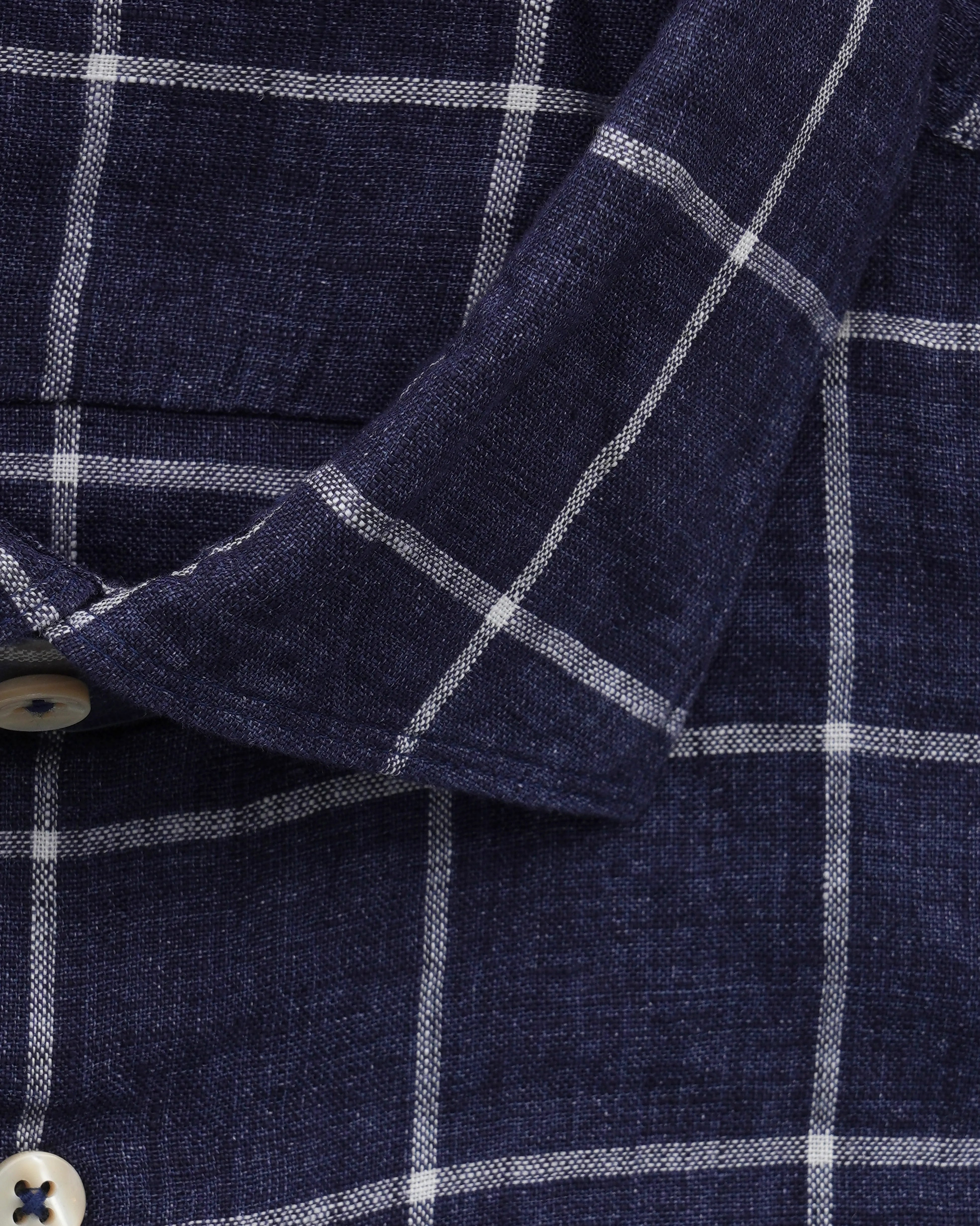 Stenströms Shirt Pure Linen Slim Fit Check Navy