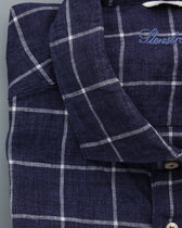 Stenströms Shirt Pure Linen Slim Fit Check Navy