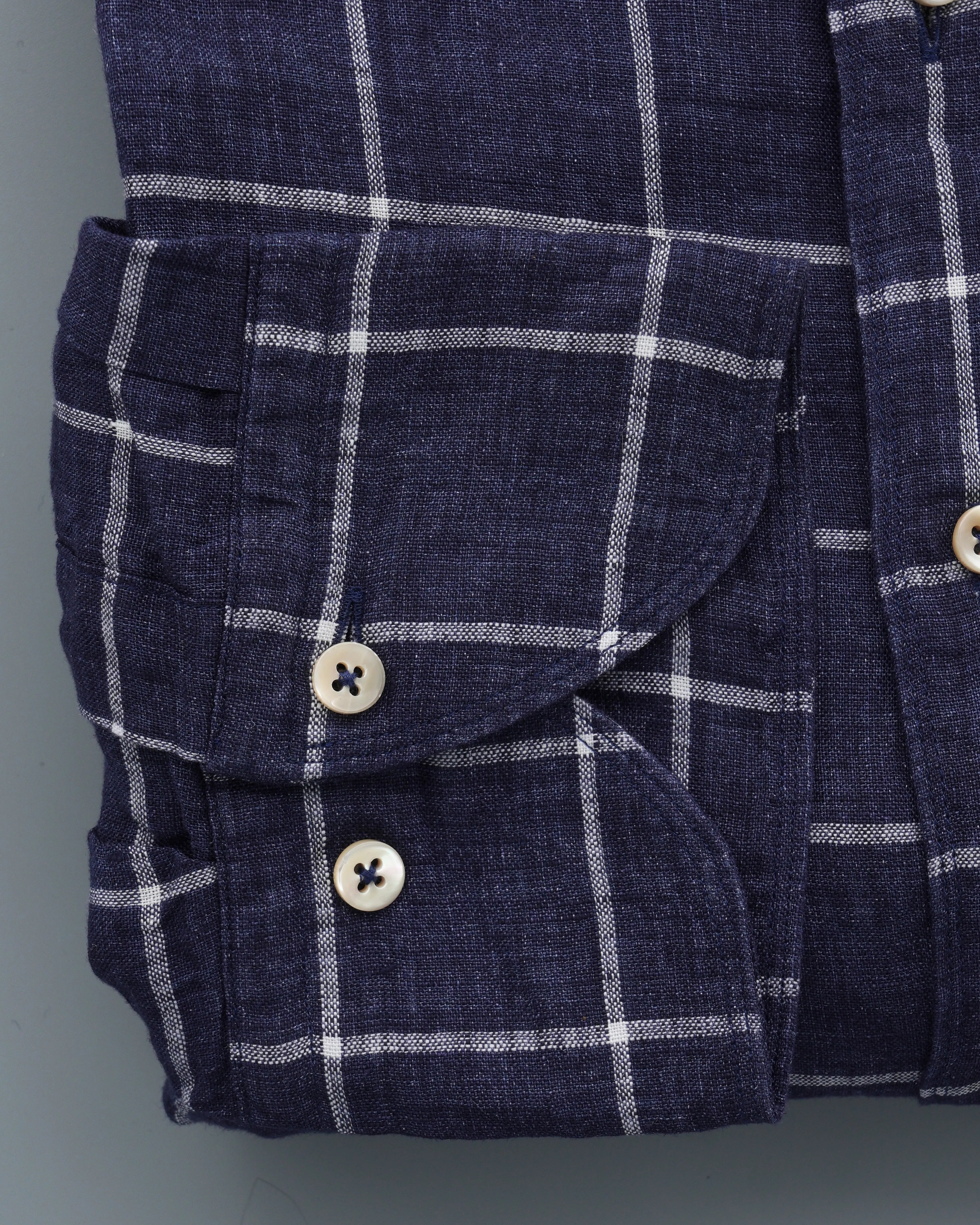 Stenströms Shirt Pure Linen Slim Fit Check Navy