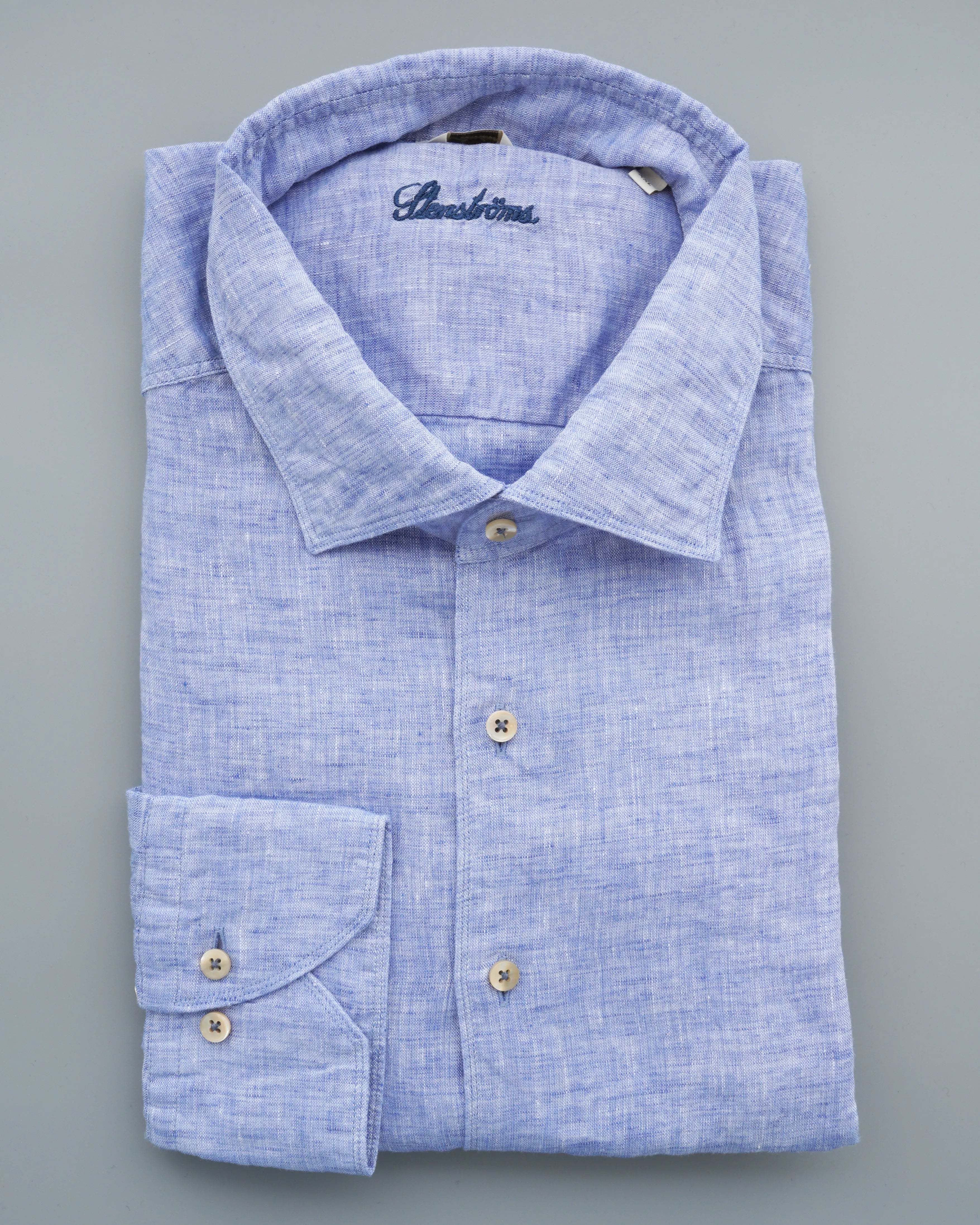 Stenströms Shirt Pure Linen Slim Fit Blue