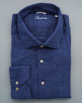 Stenströms Shirt Pure Linen Slim Fit Navy