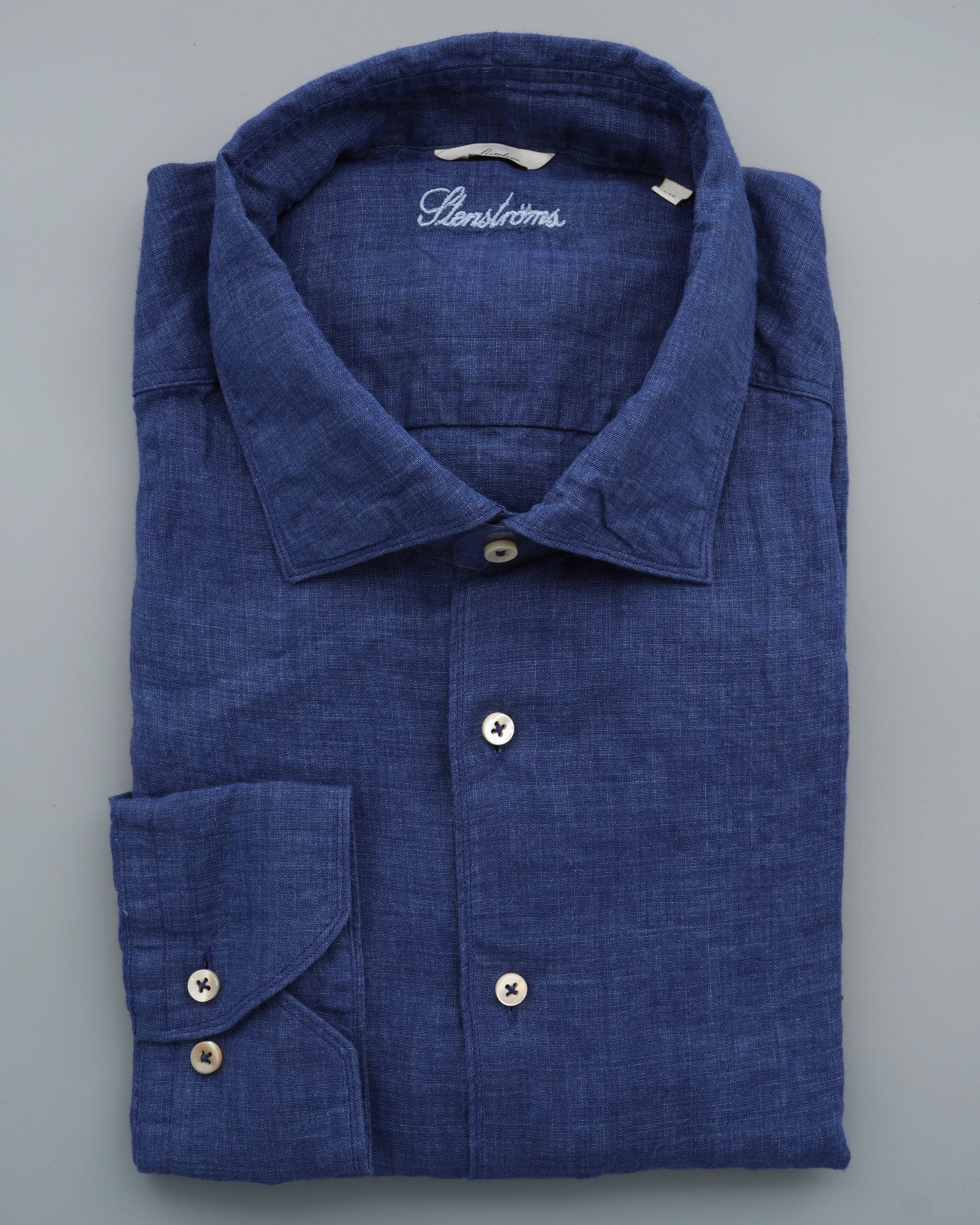 Stenströms Shirt Pure Linen Slim Fit Navy