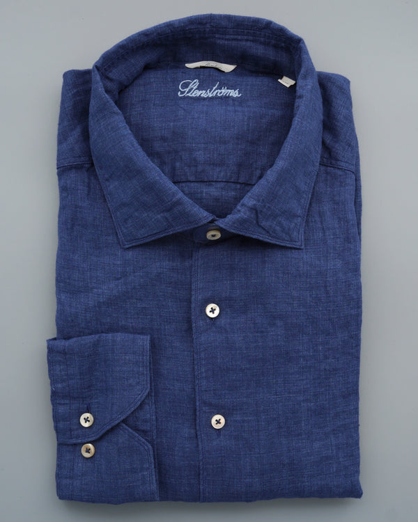 Stenströms Shirt Pure Linen Slim Fit Navy
