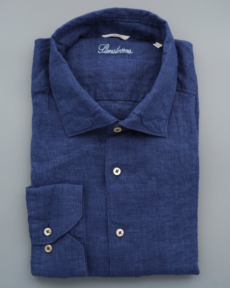 Stenströms Shirt Pure Linen Slim Fit Navy