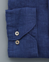 Stenströms Shirt Pure Linen Slim Fit Navy
