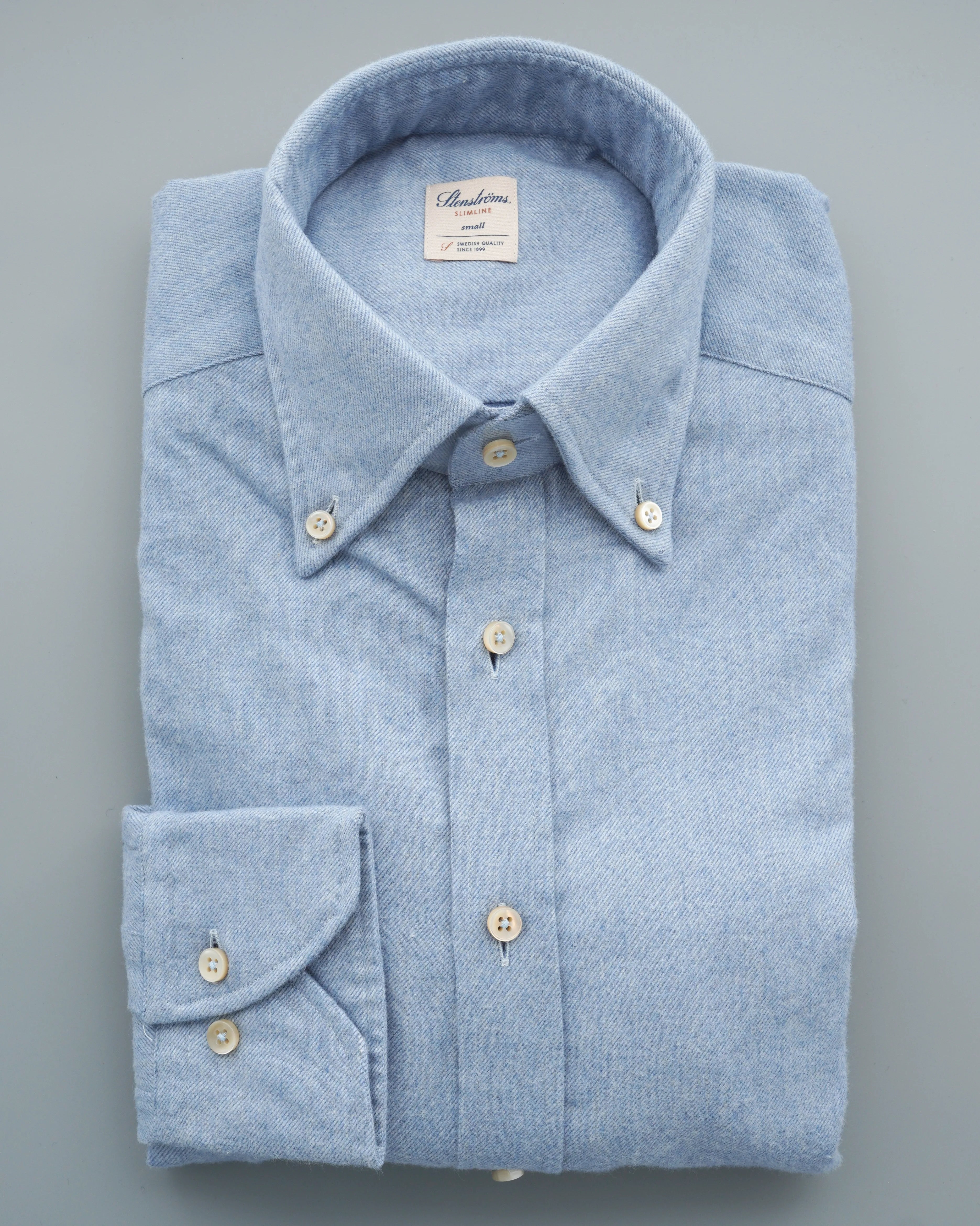 Stenströms Shirt Cotton Flannel Light Blue