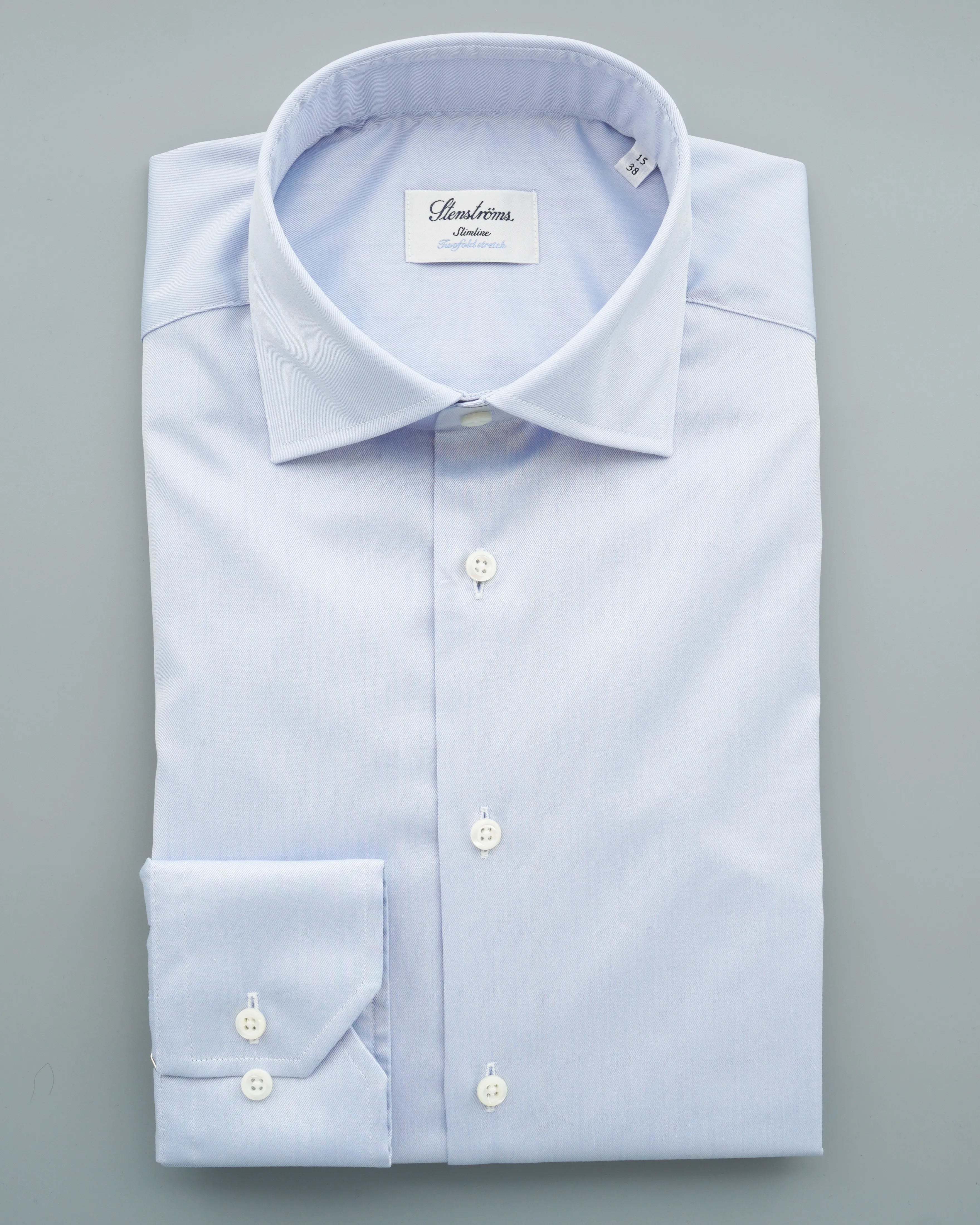 Stenströms Shirt Cotton Twofold Slimline Light Blue
