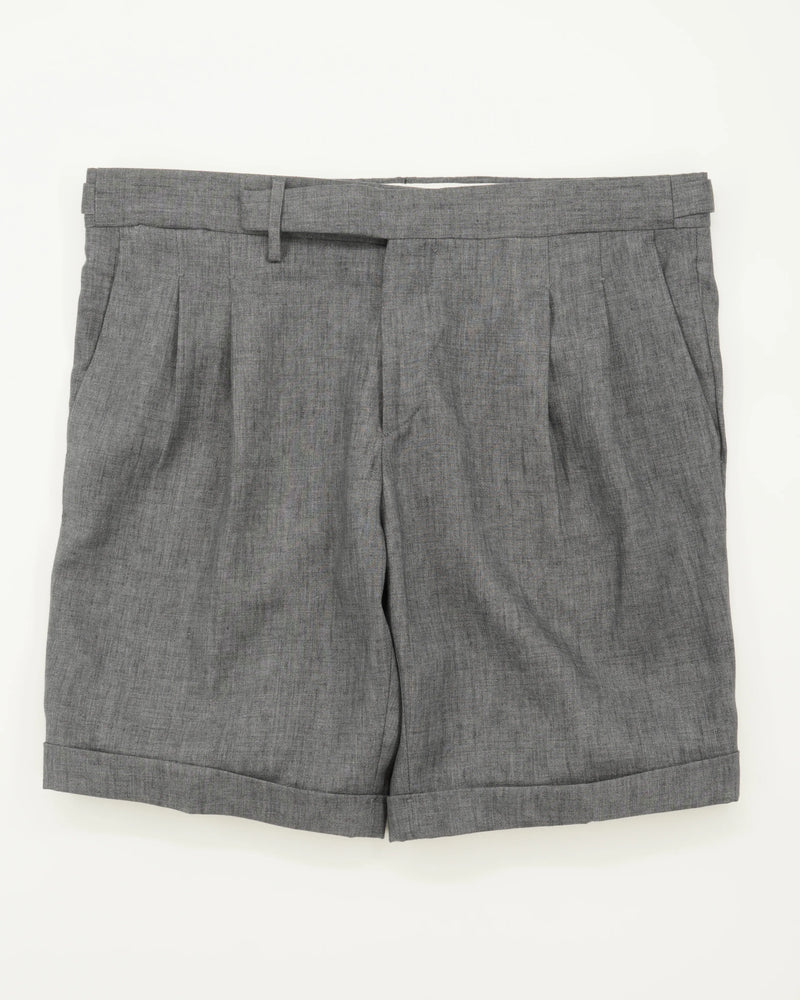 Briglia Shorts Pleated Pure Linen Grey