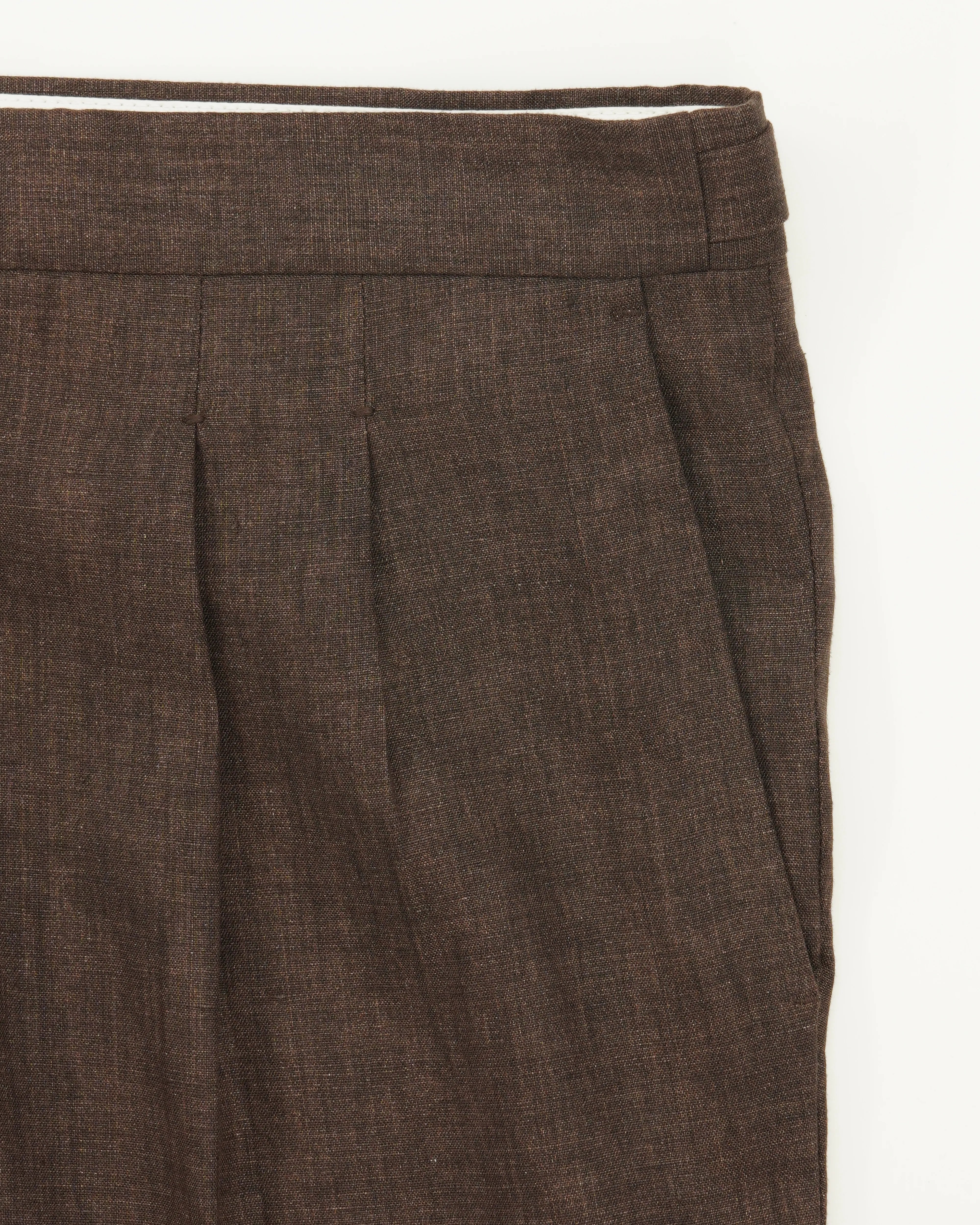 Briglia Shorts Pleated Pure Linen Brown