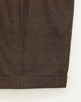 Briglia Shorts Pleated Pure Linen Brown
