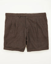 Briglia Shorts Pleated Pure Linen Brown
