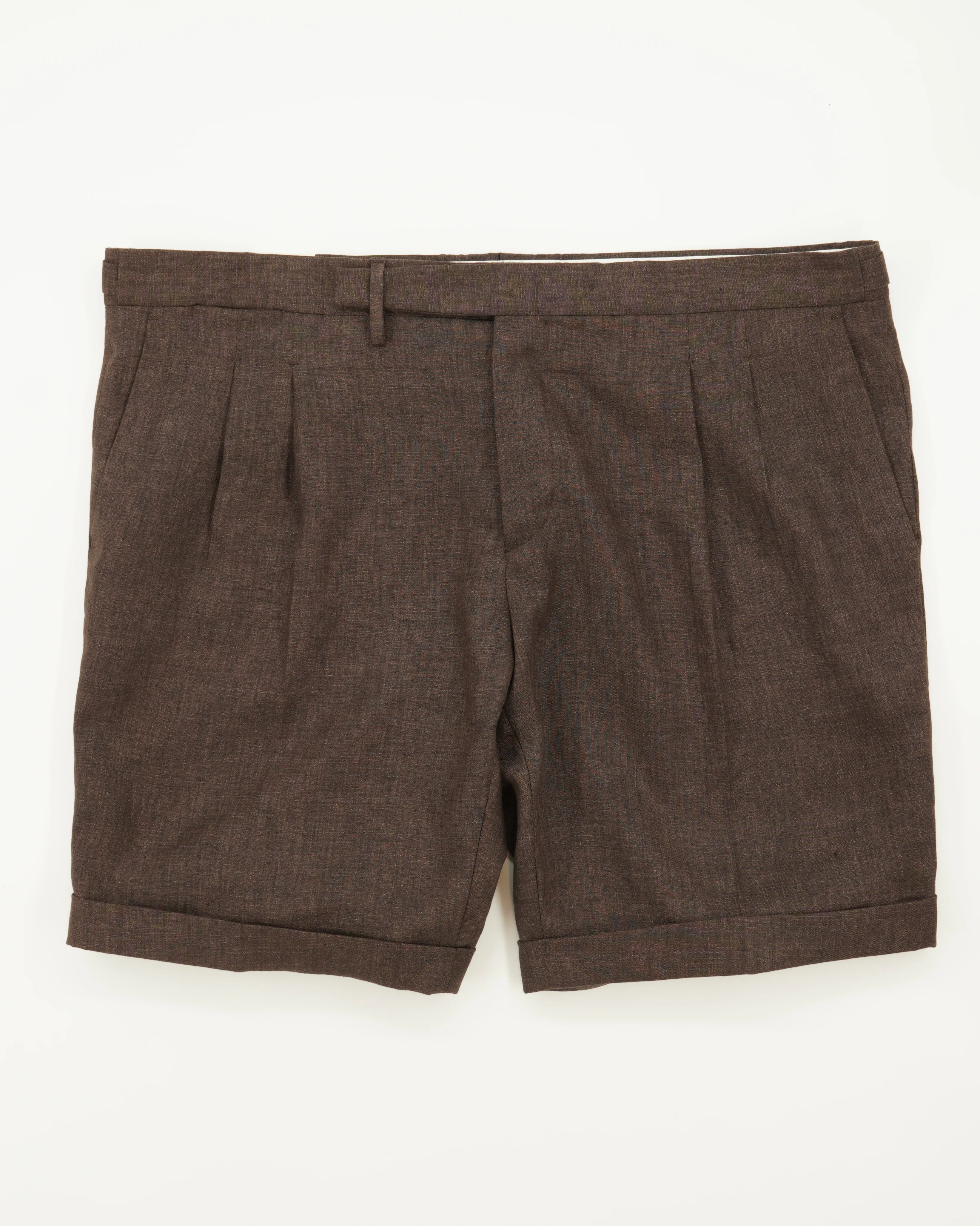 Briglia Shorts Pleated Pure Linen Brown