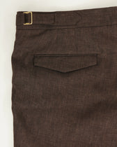 Briglia Shorts Pleated Pure Linen Brown