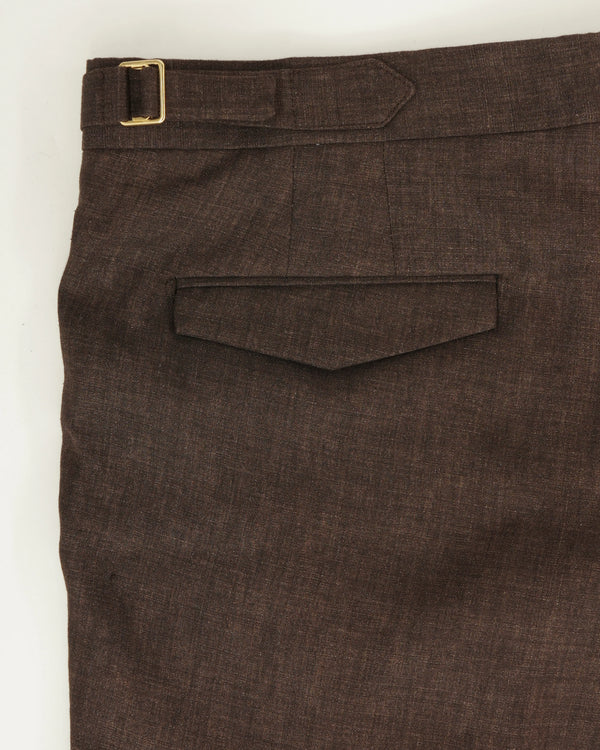 Briglia Shorts Pleated Pure Linen Brown