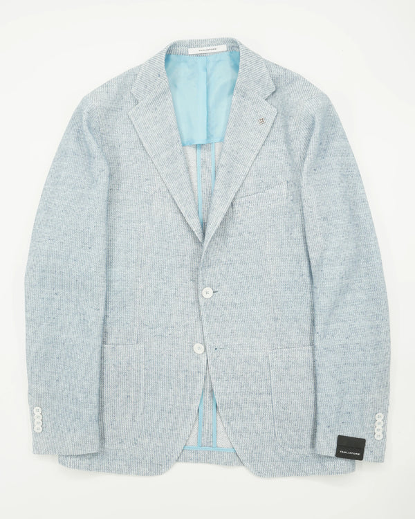 Tagliatore Jacket Knit Cotton Linen Light Blue
