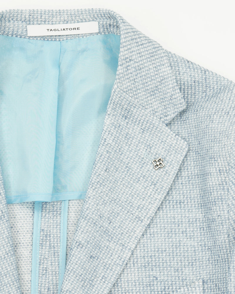 Tagliatore Jacket Knit Cotton Linen Light Blue