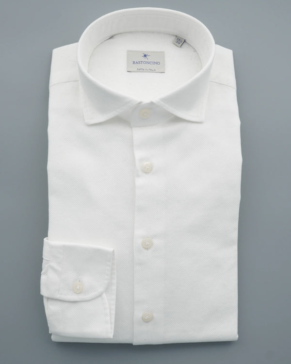 Bastoncino Shirt Textured Cotton White
