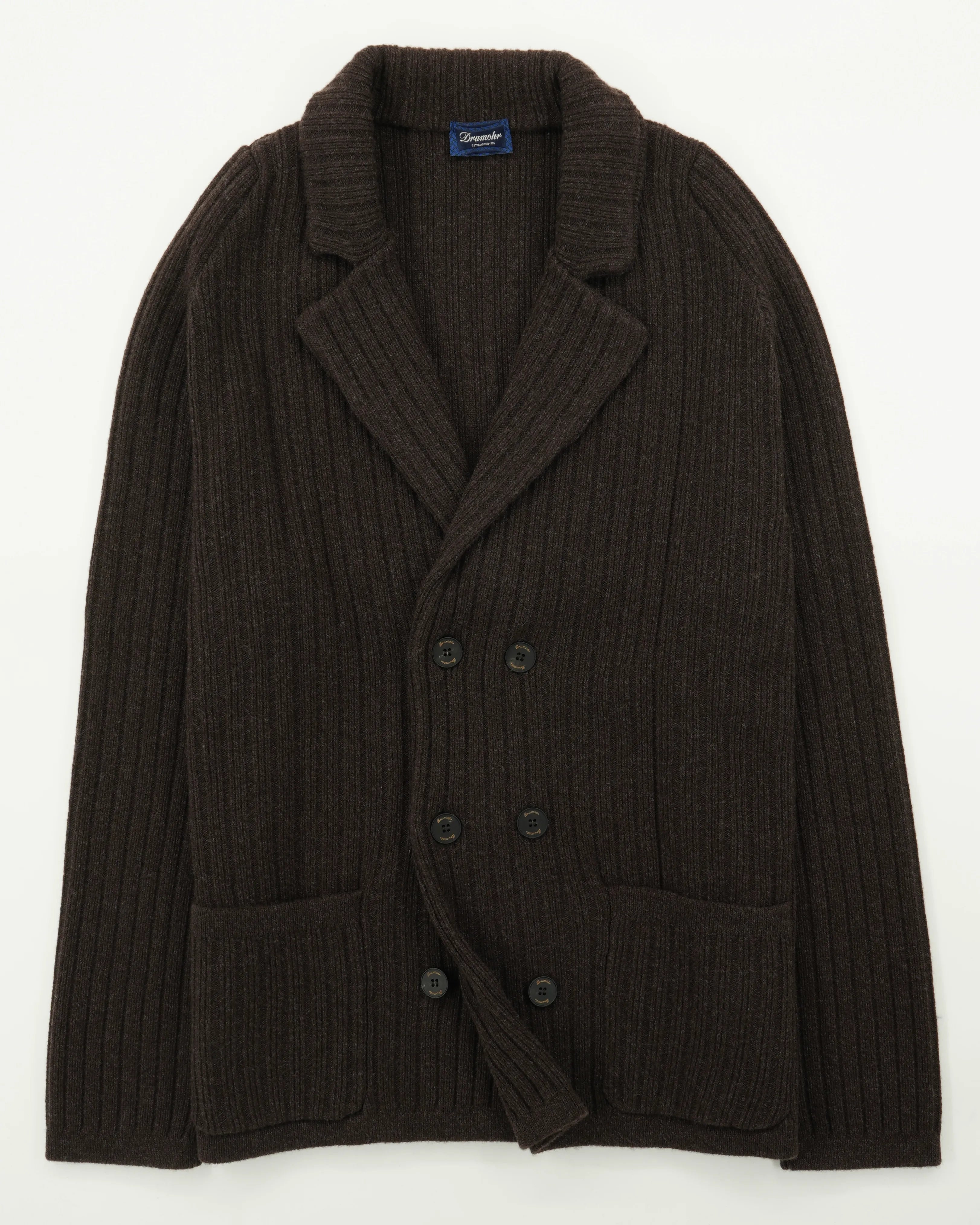 Drumohr Knitted Jacket Double-Breasted Wool Cashmere Brown