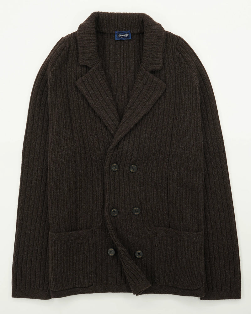 Drumohr Knitted Jacket Double-Breasted Wool Cashmere Brown