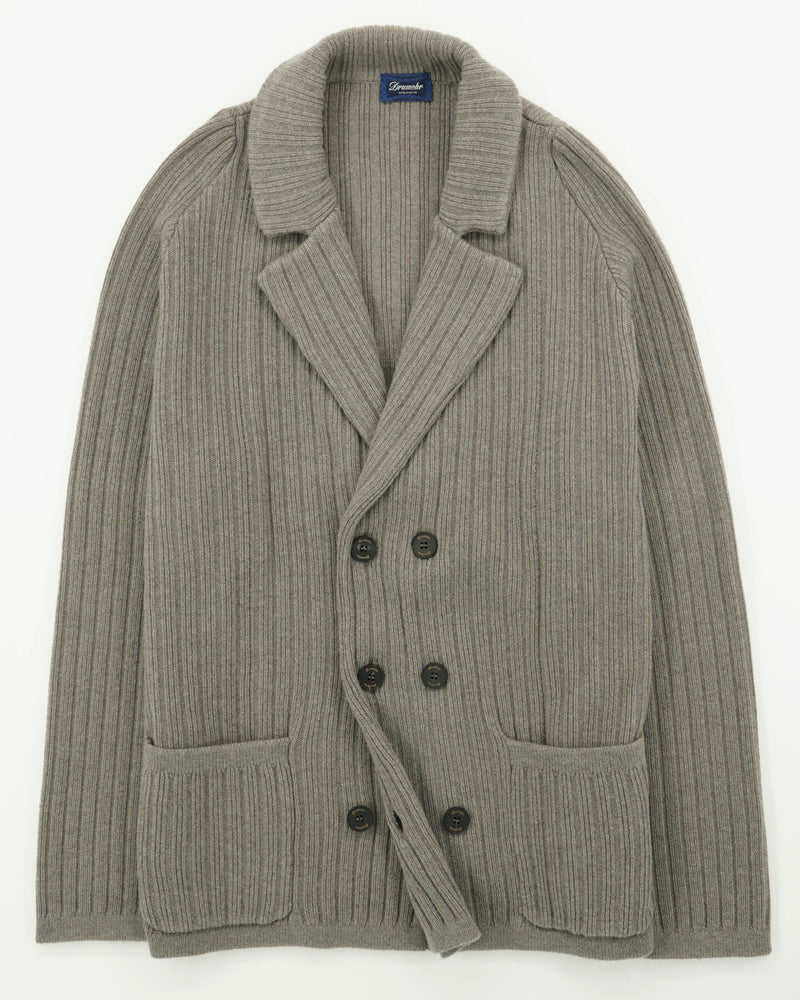 Drumohr Knitted Jacket Double-Breasted Wool Cashmere Taupe