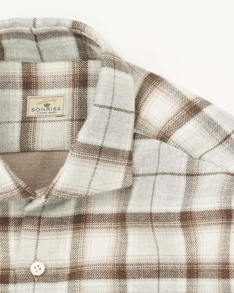 Sonrisa Shirt Heavy Flannel Grey Brown Check