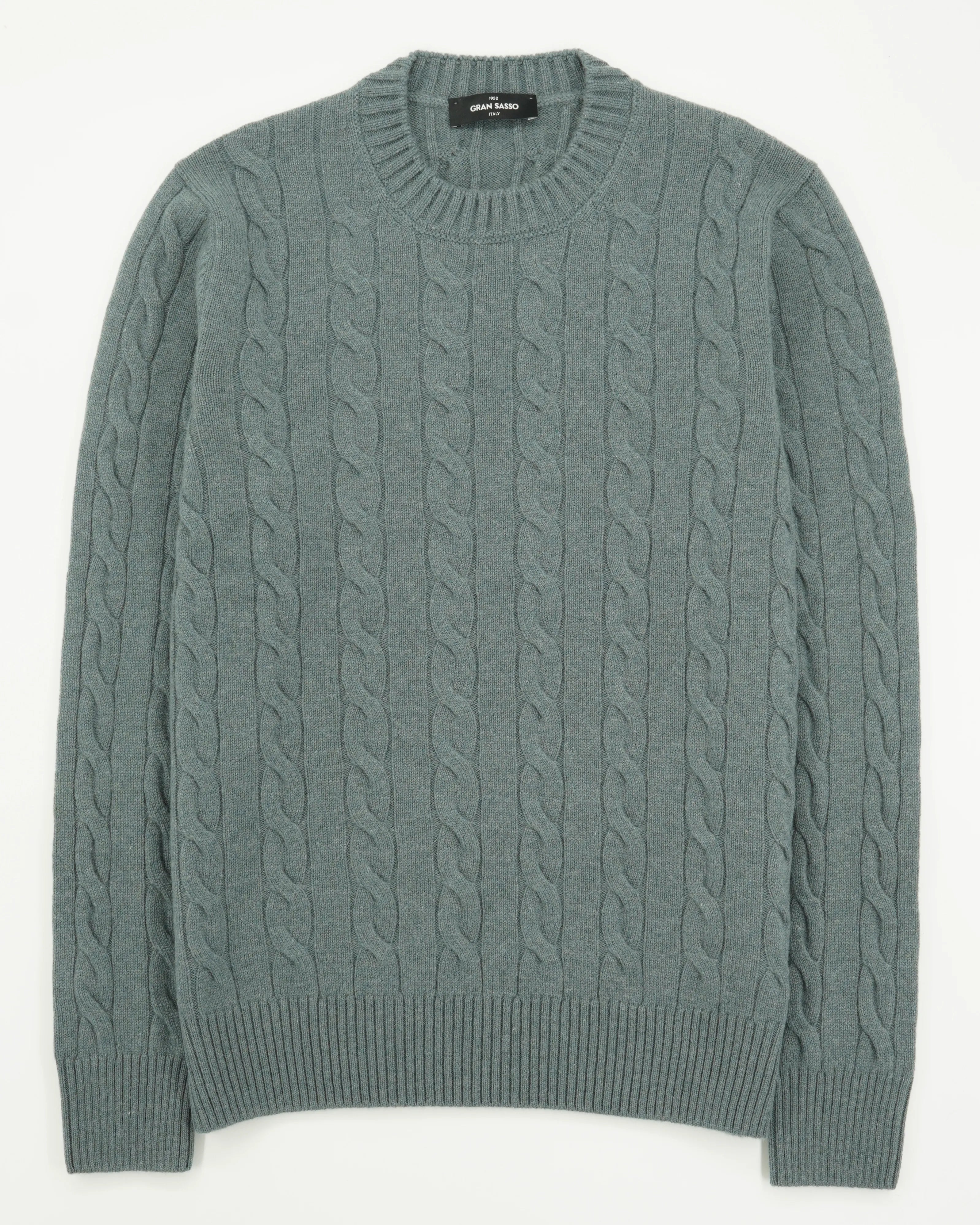 Gran Sasso Crewneck Cable Pure Cashmere Green