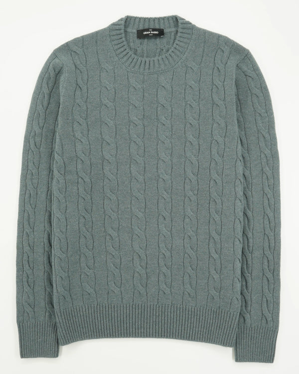 Gran Sasso Crewneck Cable Pure Cashmere Green