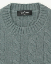 Gran Sasso Crewneck Cable Pure Cashmere Green