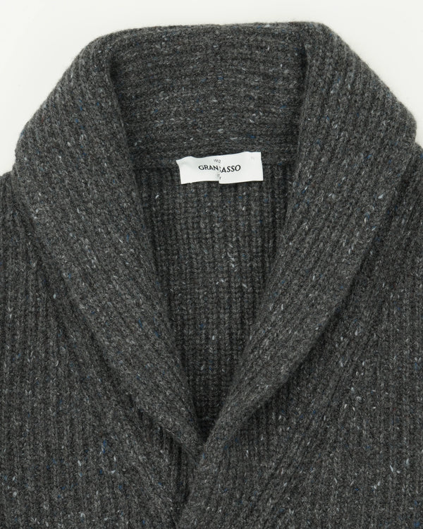 Gran Sasso Shawl Cardigan Wool Cashmere Dark Grey