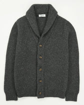 Gran Sasso Shawl Cardigan Wool Cashmere Dark Grey
