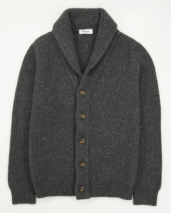 Gran Sasso Shawl Cardigan Wool Cashmere Dark Grey