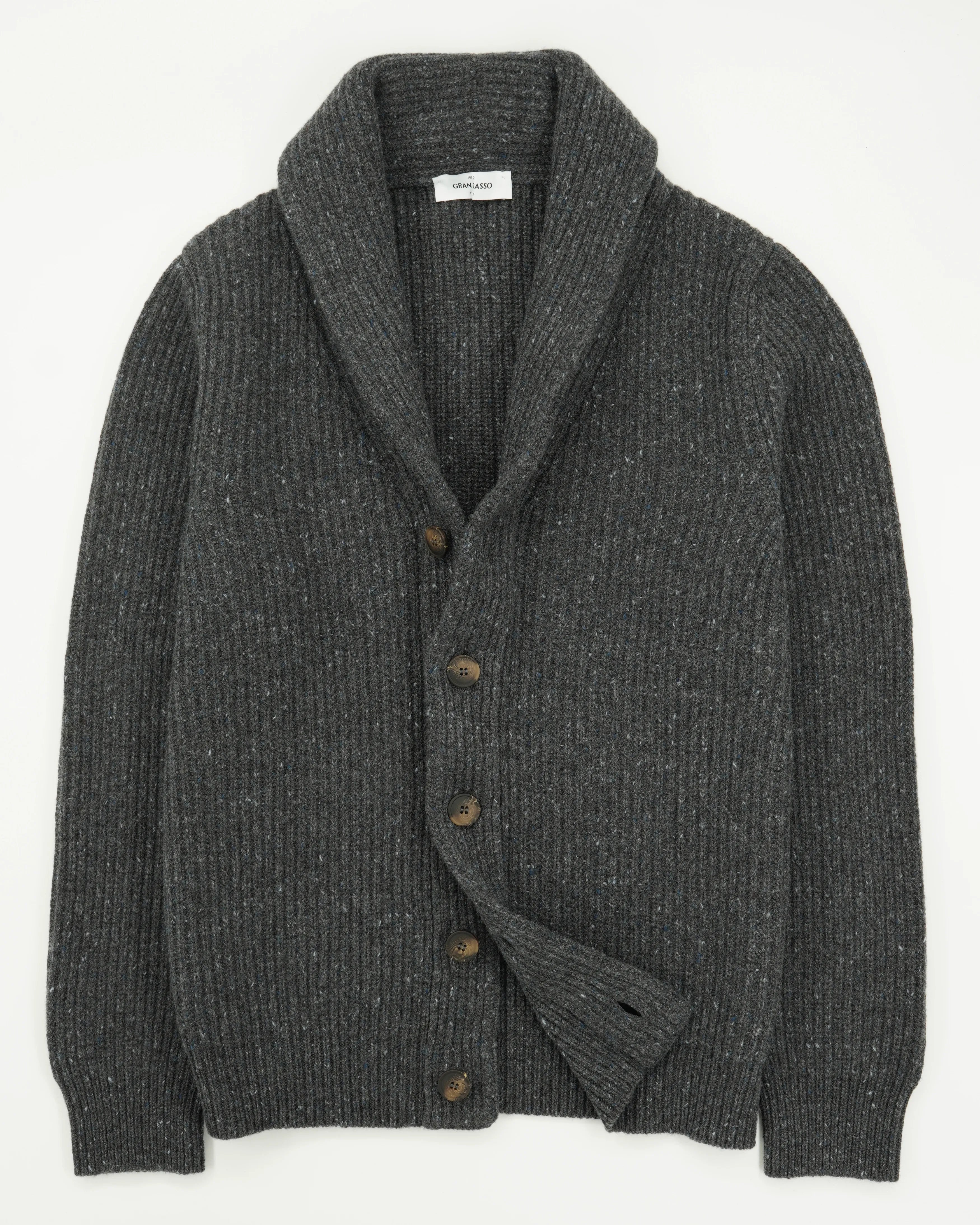 Gran Sasso Shawl Cardigan Wool Cashmere Dark Grey