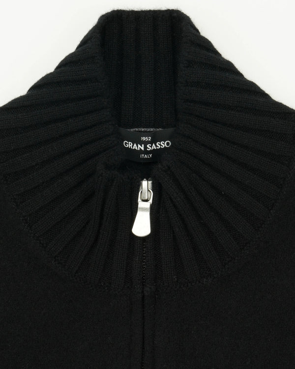 Gran Sasso Full Zip Felted Cashmere Black
