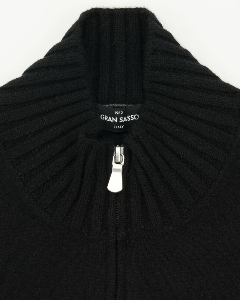 Gran Sasso Full Zip Felted Cashmere Black