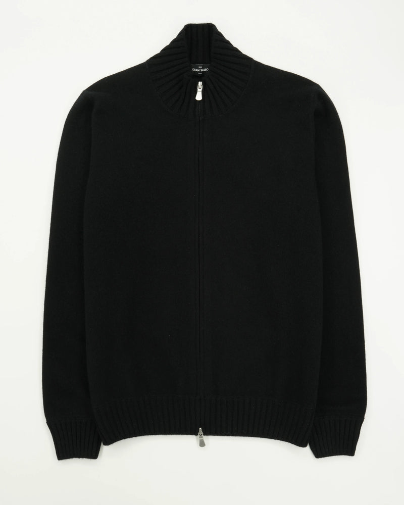 Gran Sasso Full Zip Felted Cashmere Black